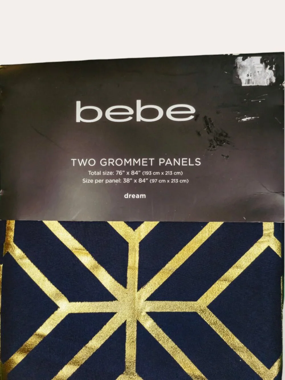 bebe Dream Navy Gold Geometric Grommet Curtain Panels 2-Pack 38